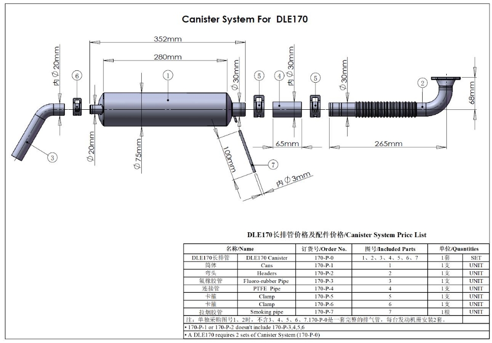 DLE 170 Canister set Exploded View